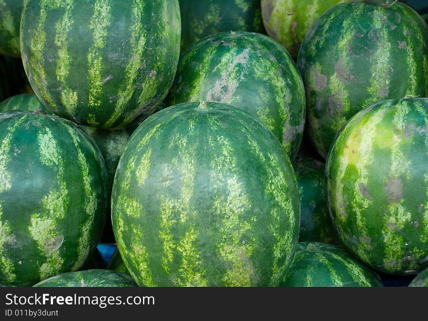 Watermelons on the street market. Watermelons on the street market