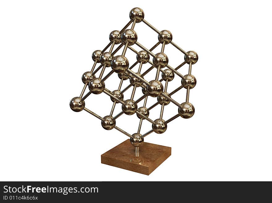 Business desk souvenir - atom cube isolated on whi