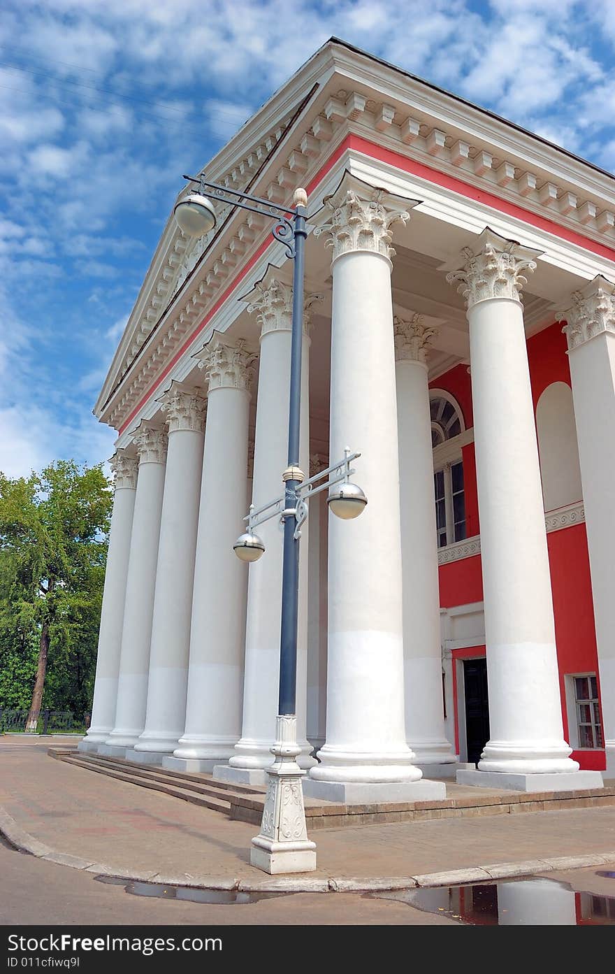 Exterior of building in roman style with columns