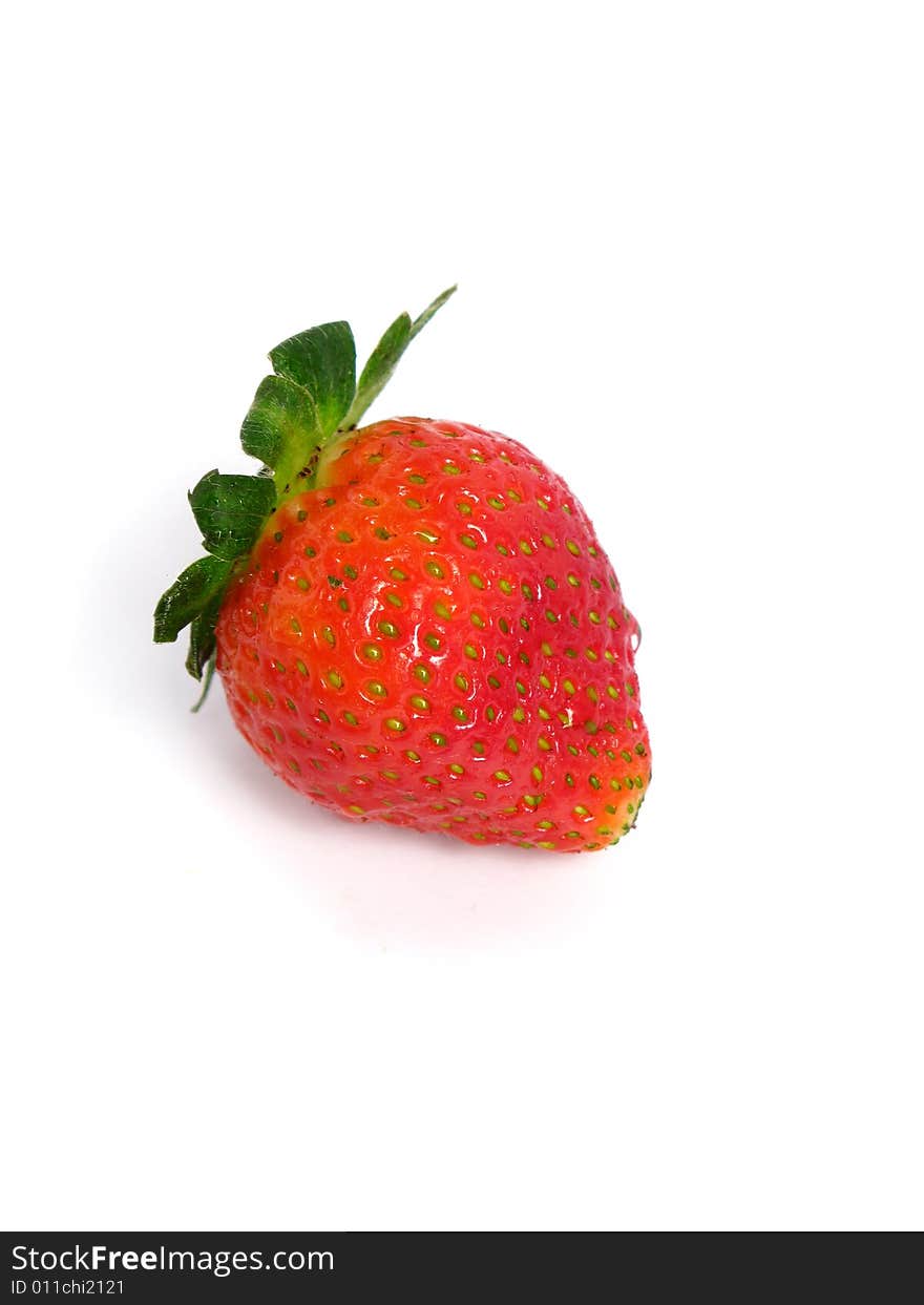 Strawberry alone on white background