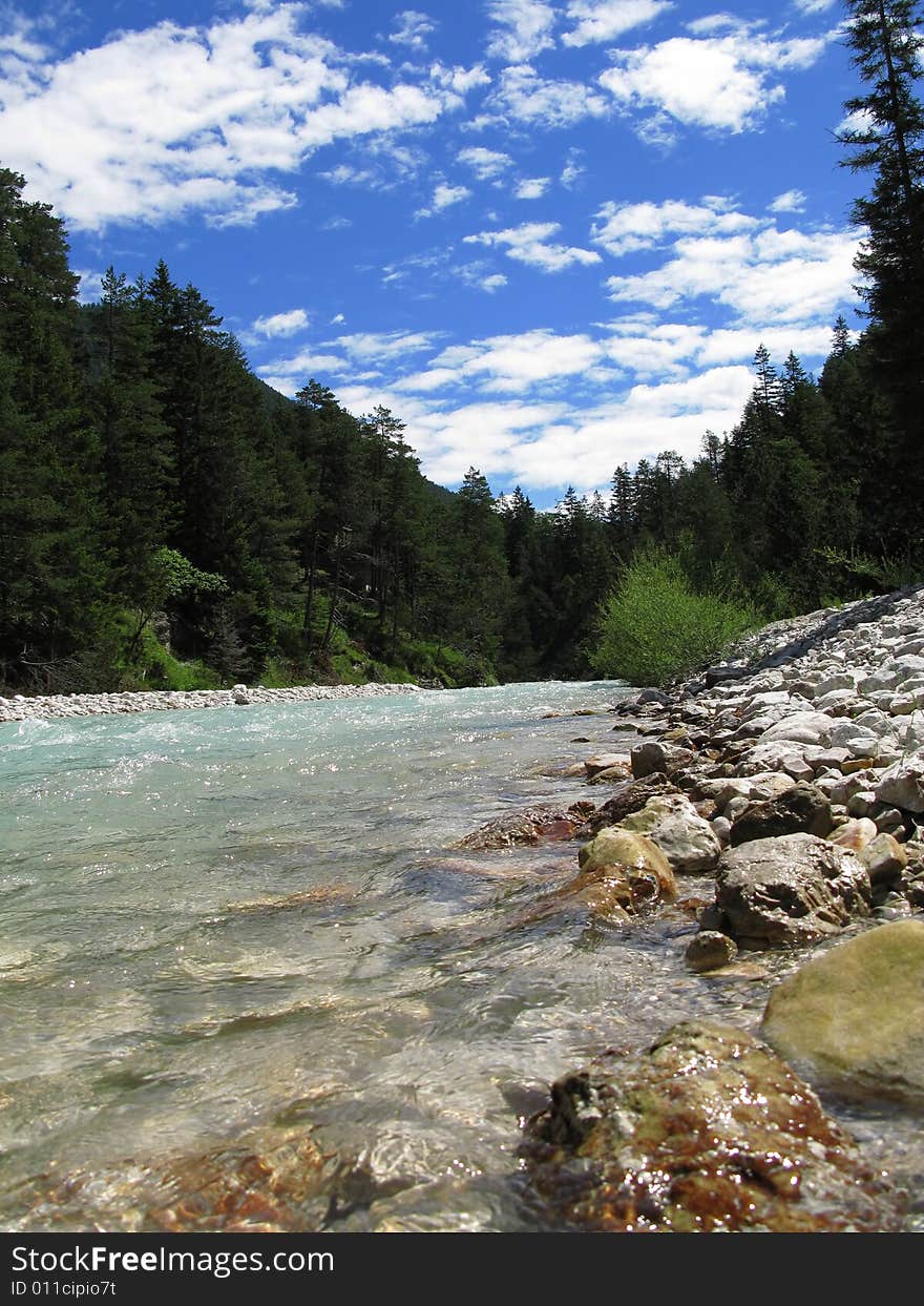 Small river isar at the beginning