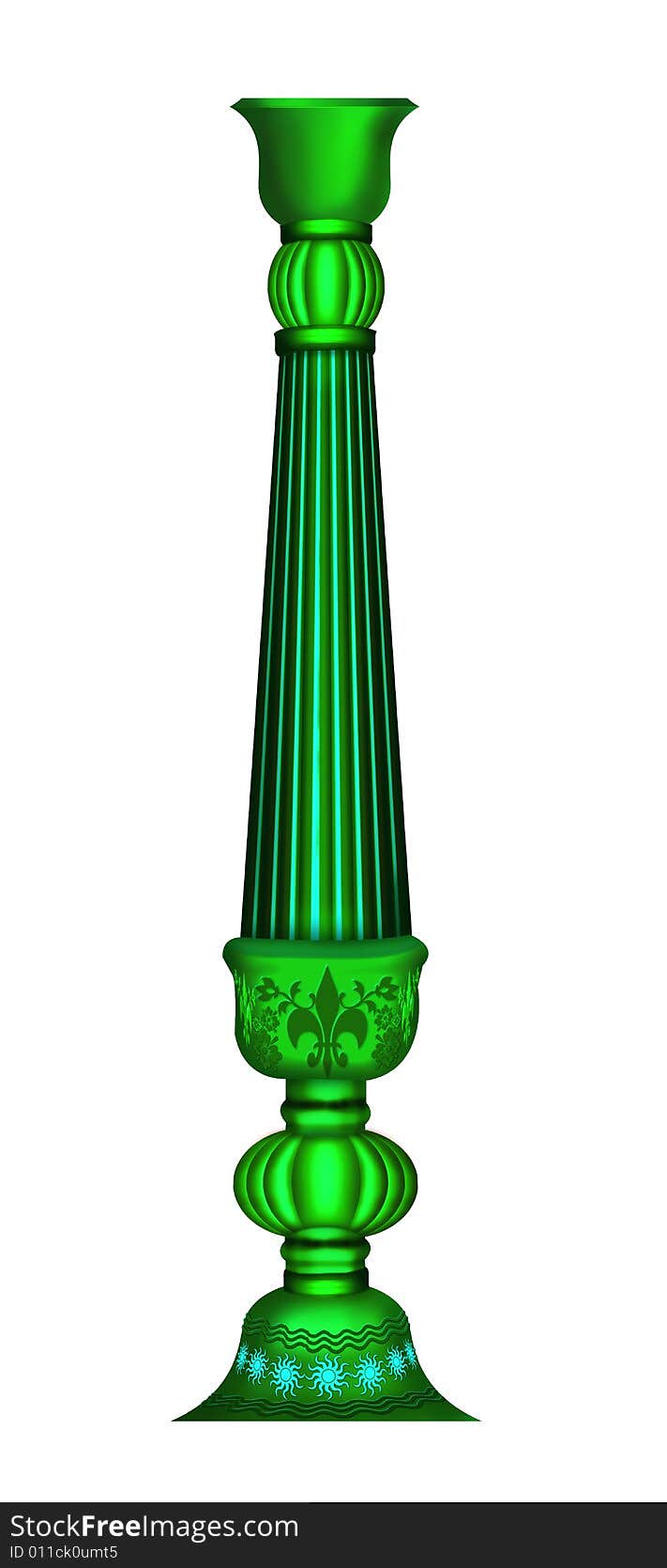 A beautiful green colour  pillar generated by illustration with isolate