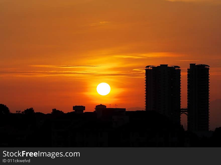 Golden Sunrise Cityscape