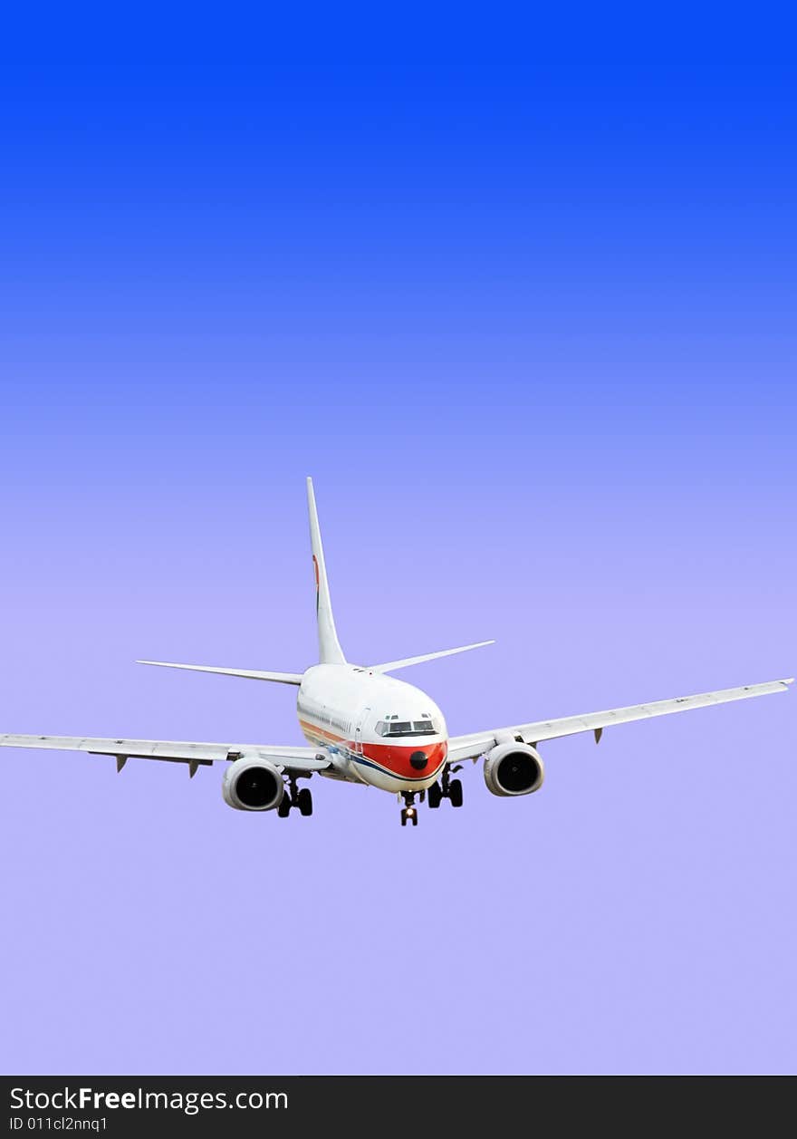 Airplane isolated over sky background