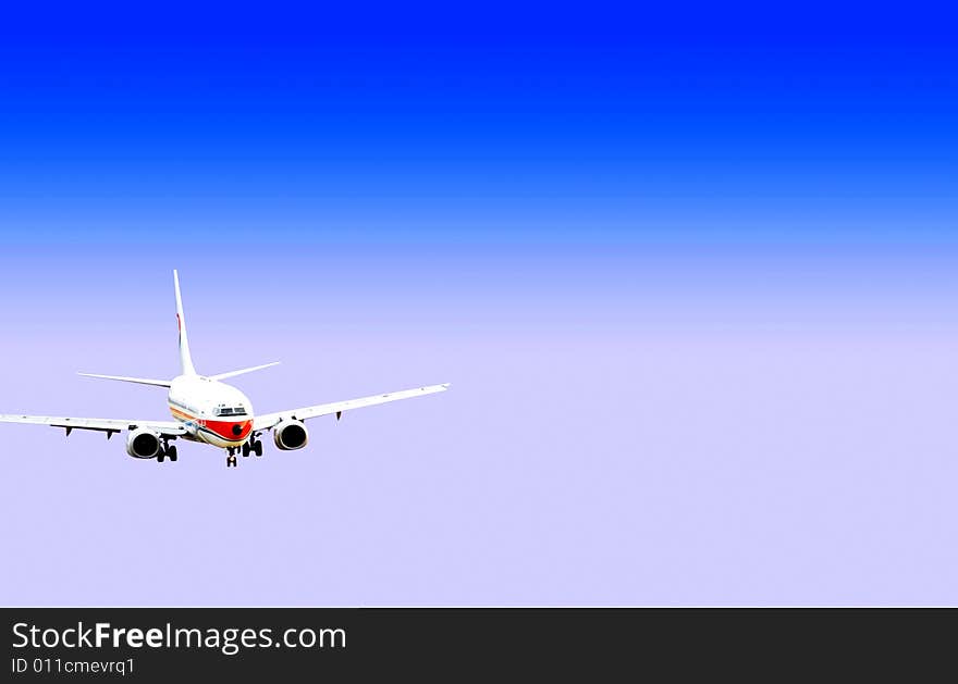 Airplane isolated over sky background