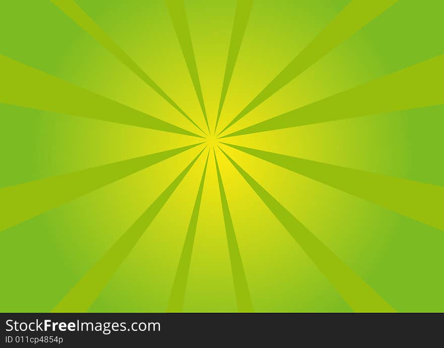 Green background with ray coming from centre