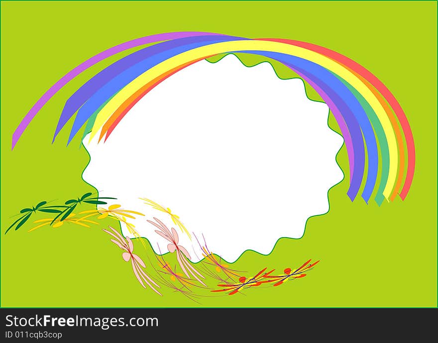 Frame for photo with rainbow and flower. Frame for photo with rainbow and flower