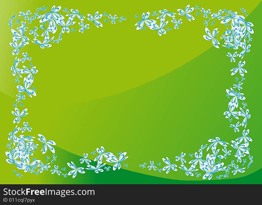 Frame of the green colour with blue flower