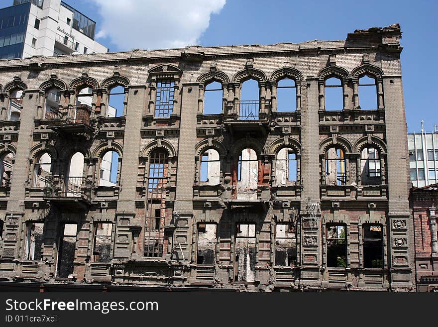 A skeleton of an ancient building without overlappings during carrying out of restoration - restoration - constructions. A skeleton of an ancient building without overlappings during carrying out of restoration - restoration - constructions.