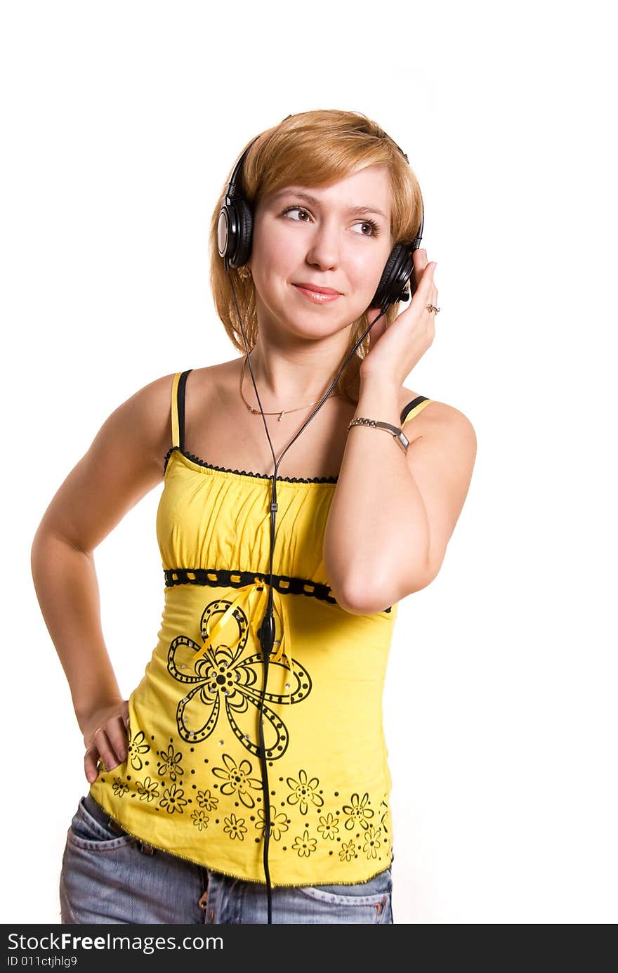 Young woman listening to the music