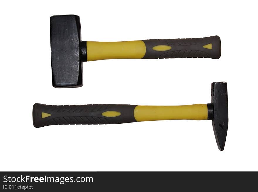 Two hammers isolated on a white background