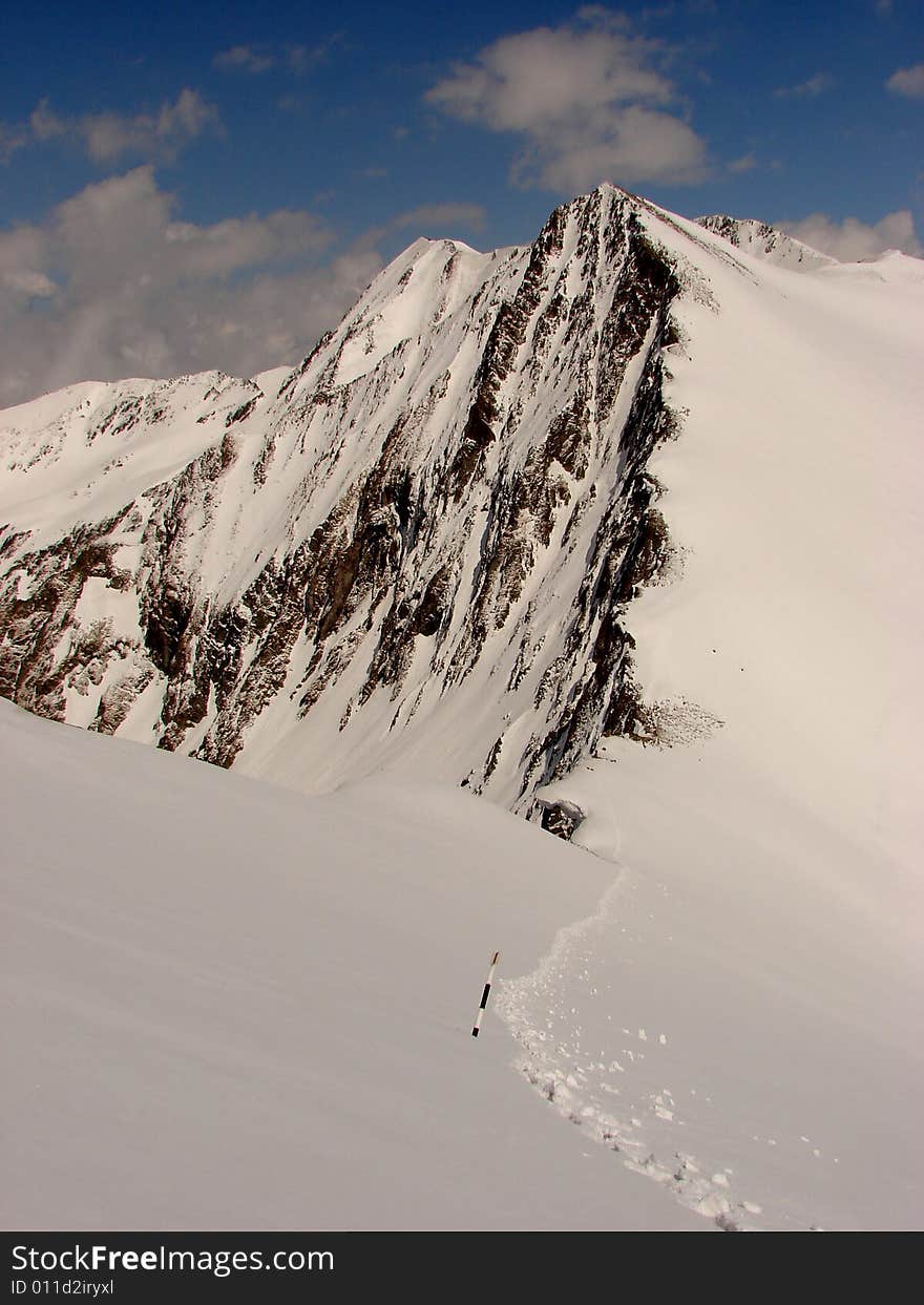 Winter mountain ridge in Romania