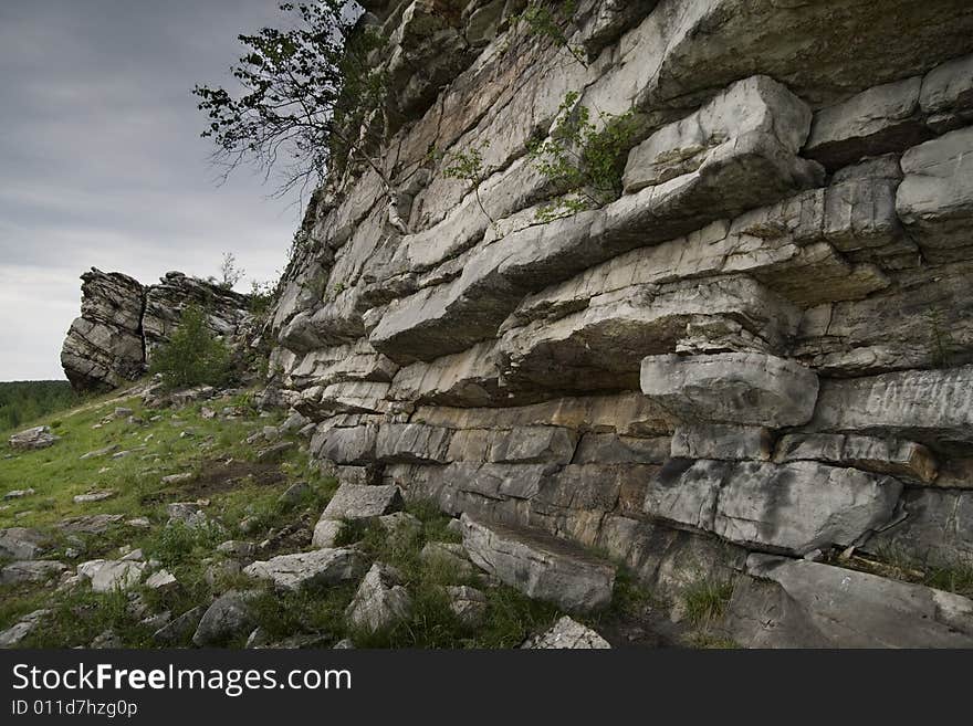 Old weathered  mountains in center of Russia. Old weathered  mountains in center of Russia