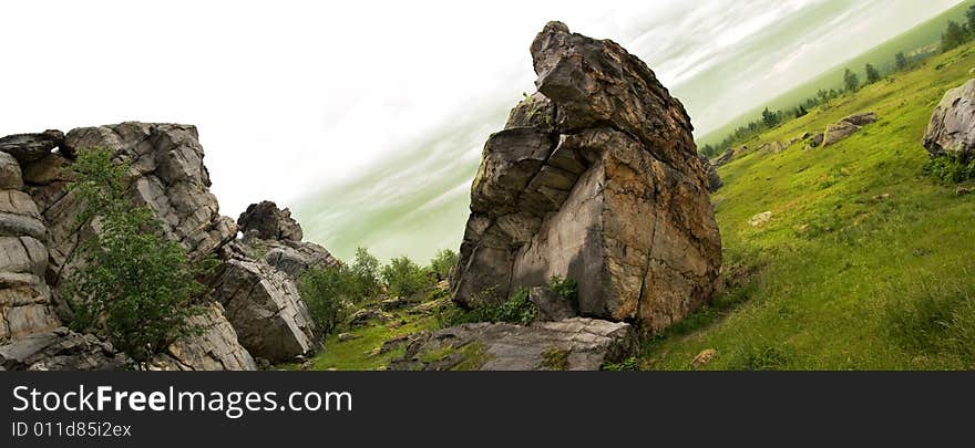 Old weathered  mountains in center of Russia. Old weathered  mountains in center of Russia