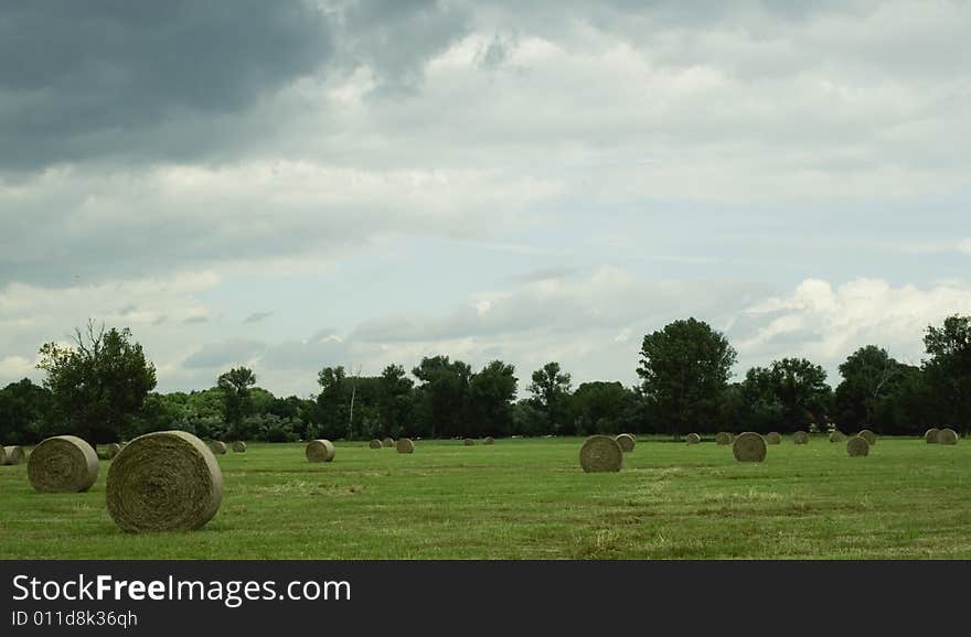 A storm approaching over a field. A storm approaching over a field