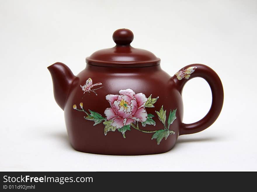 An teapot isolated on background,also called zisha teapot in China.