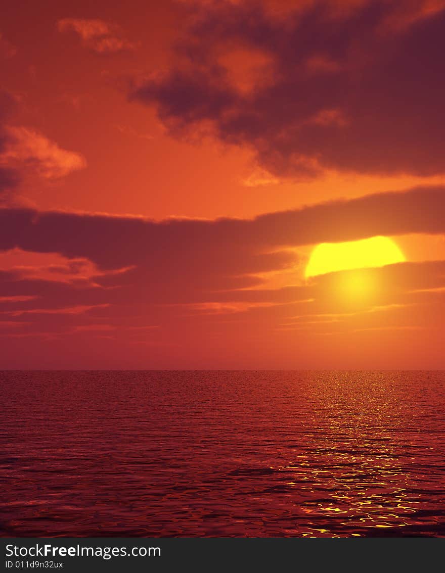 Beautiful sunset over the sea