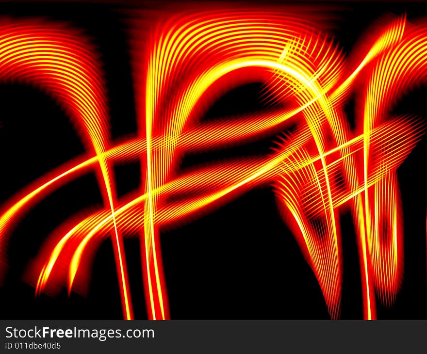 Abstract fire neon waves on black background. Abstract fire neon waves on black background