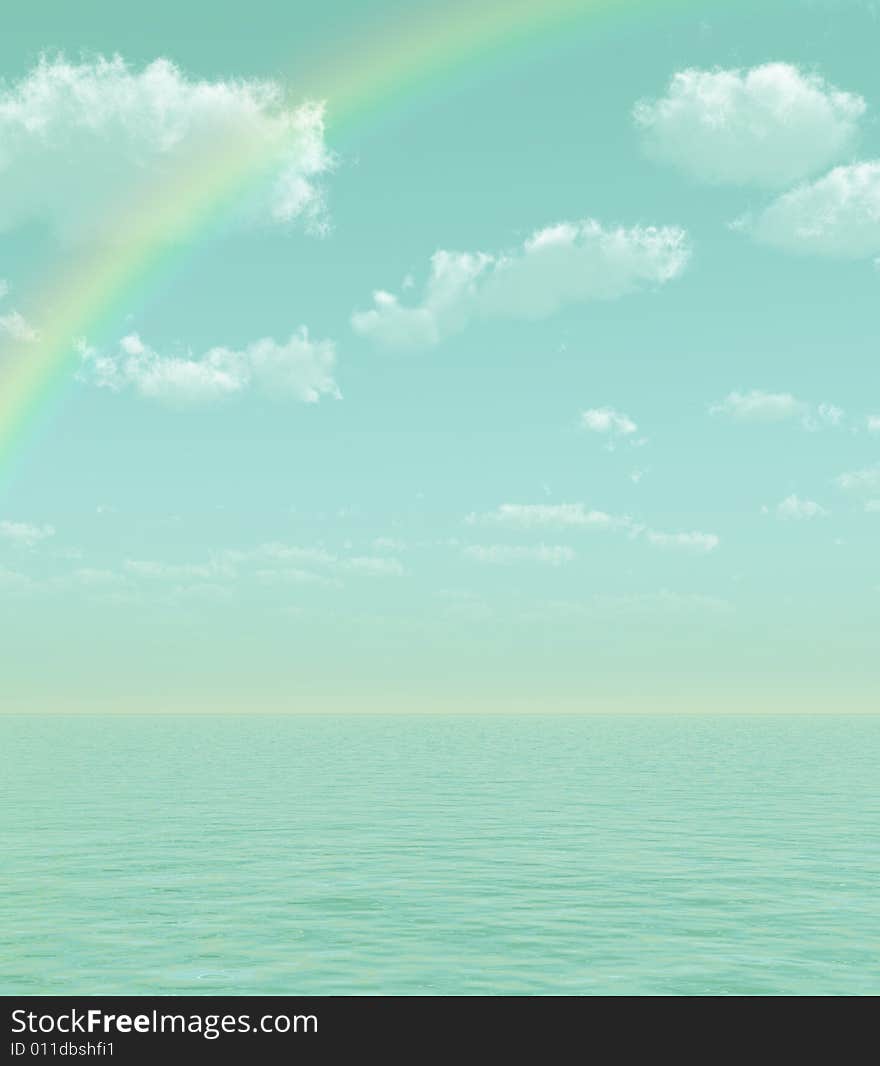 Beautiful rainbow over the sea