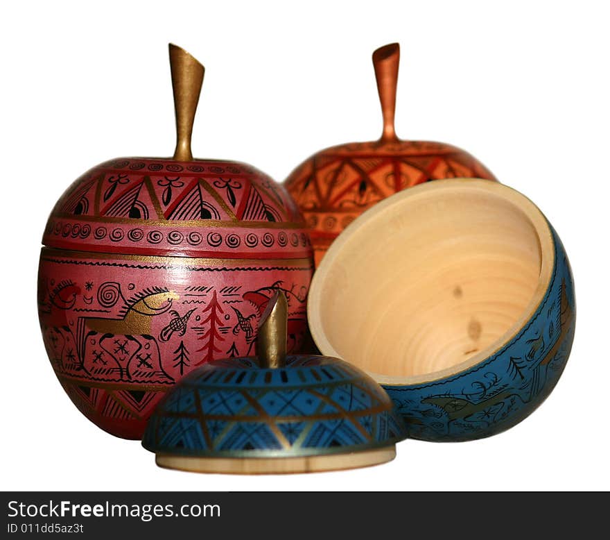 Russian art apple toy. Handmade, tradicional toys.