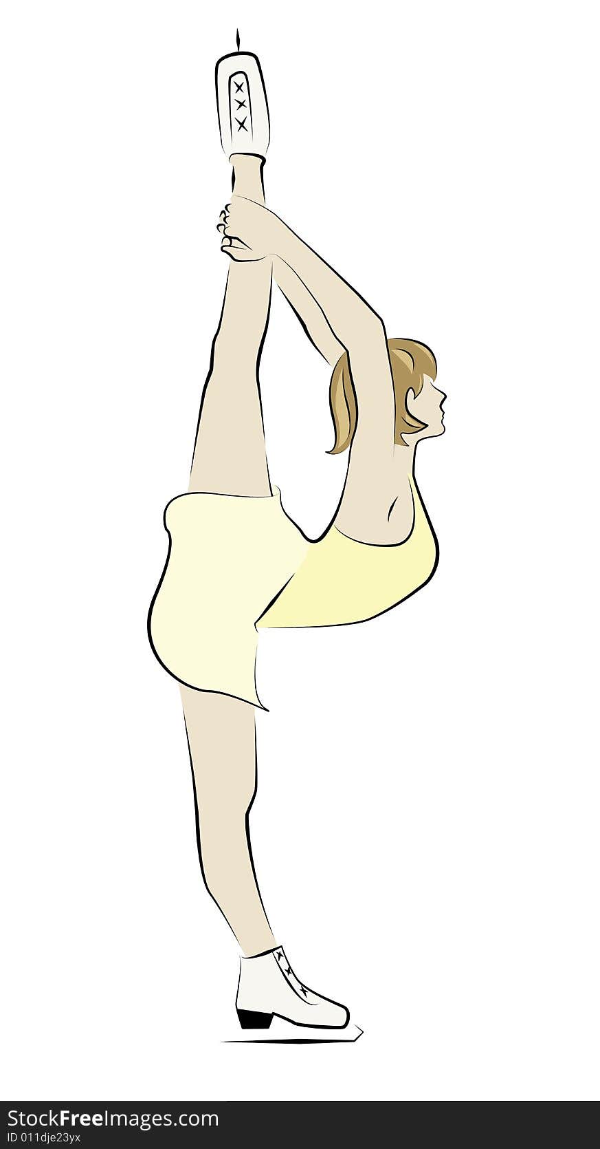 Flexible female figure skater in spiral position