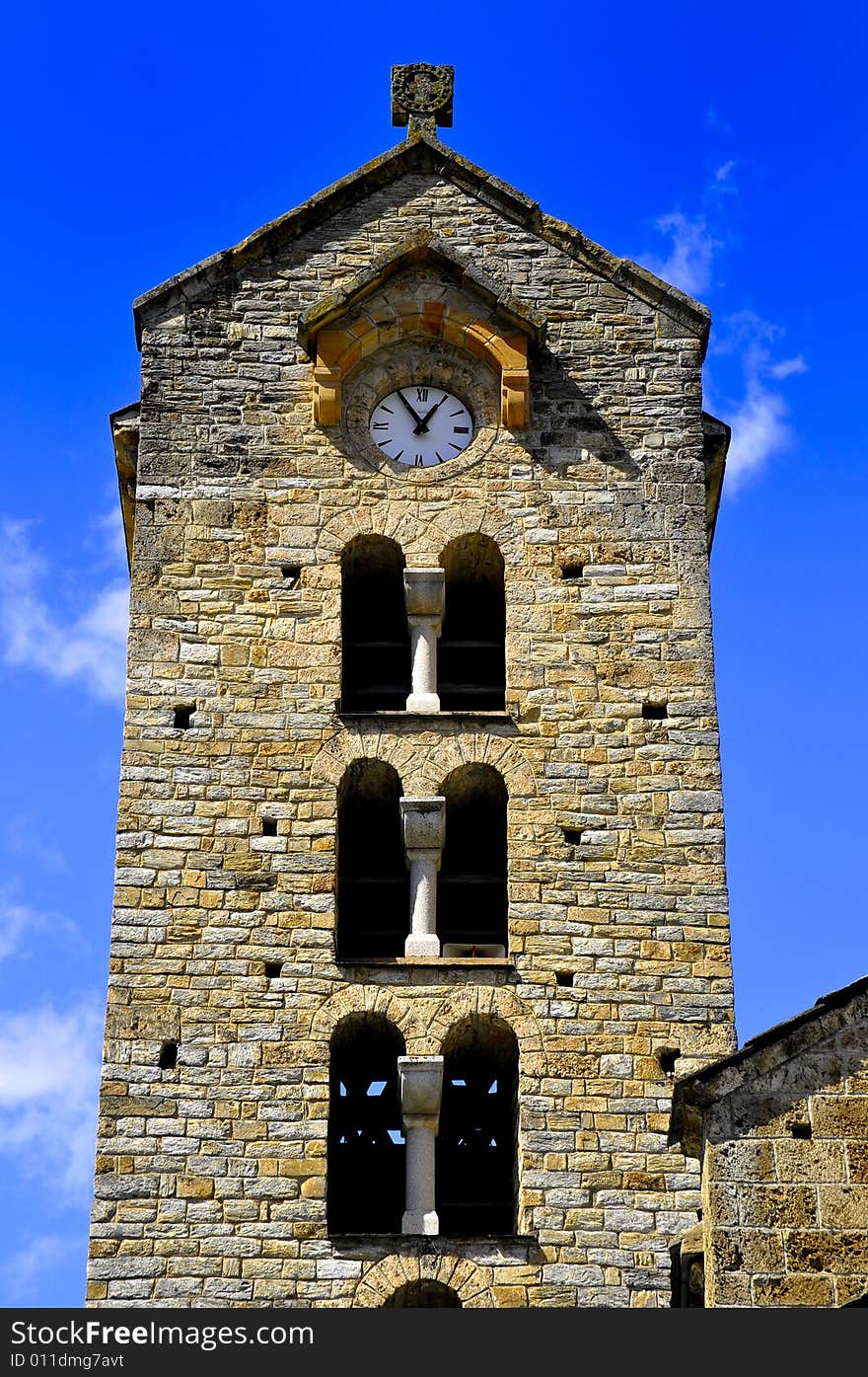 The steeple of the church in the village of Unac. The steeple of the church in the village of Unac