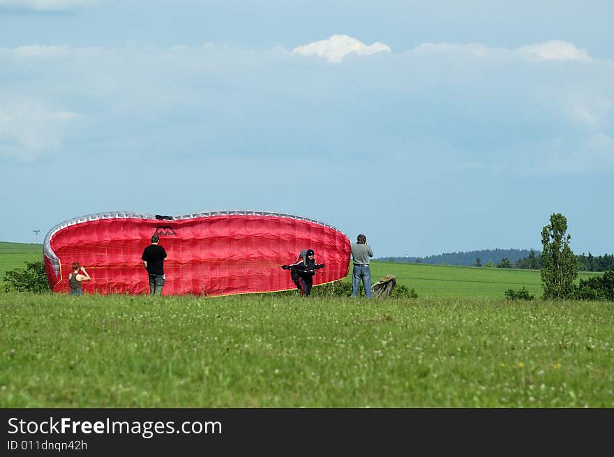 Before start of paragliding pilot