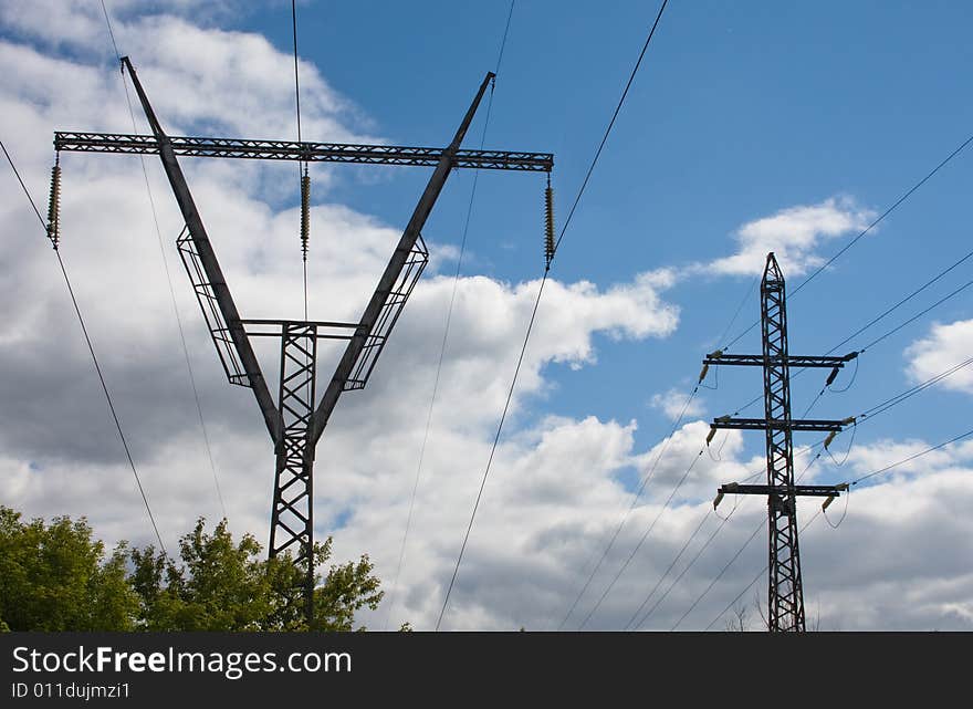 Power transmission tower carrying 
electricity from different parts of country. Power transmission tower carrying 
electricity from different parts of country