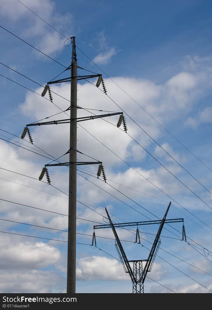 Power transmission tower carrying electricity from different parts of country. Power transmission tower carrying electricity from different parts of country