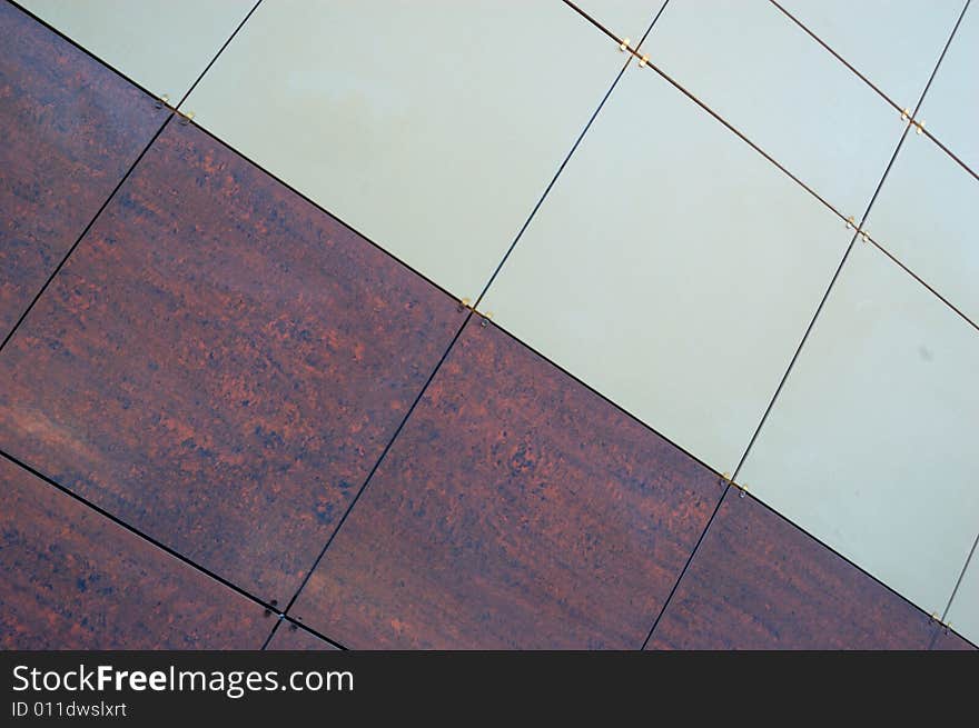 Decoration of new modern office building (red and white granite thin slabs). Decoration of new modern office building (red and white granite thin slabs)