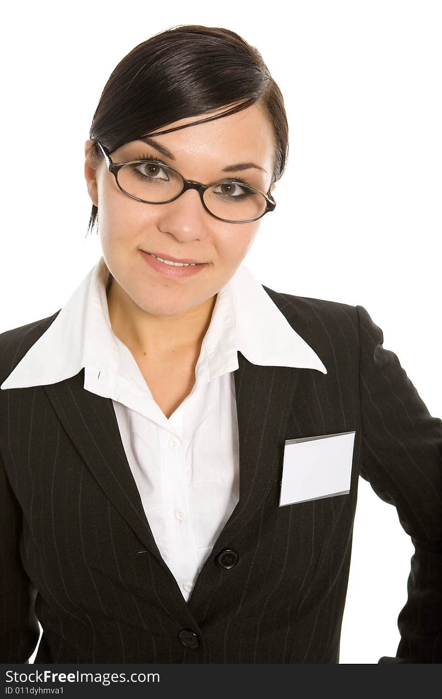 Businesswoman with banner