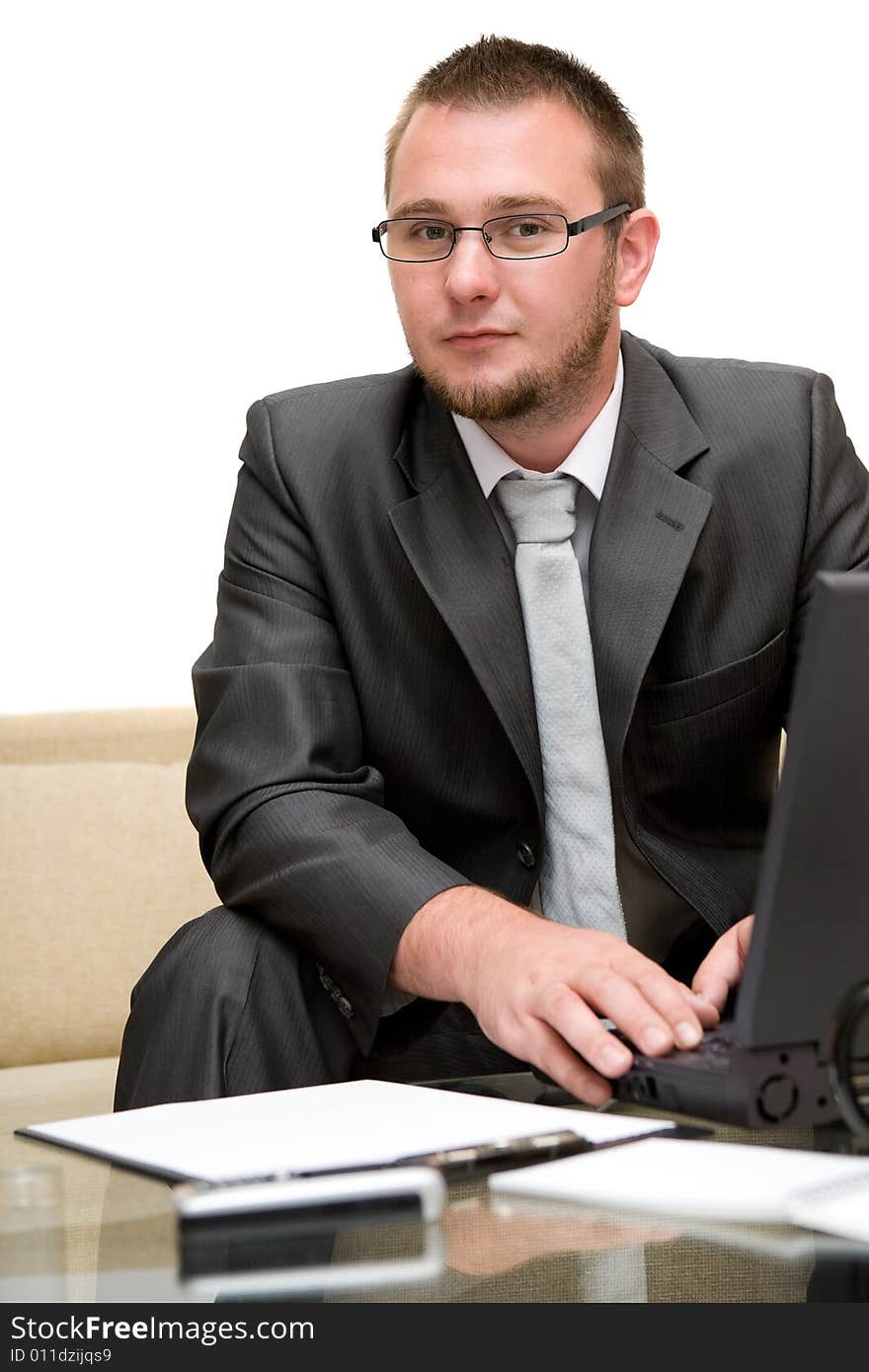 Happy man on sofa with laptop. Happy man on sofa with laptop