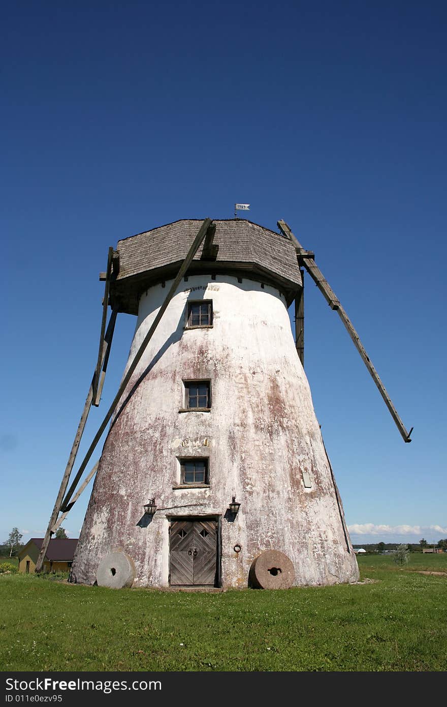 Old windmill in the summer in Estonia