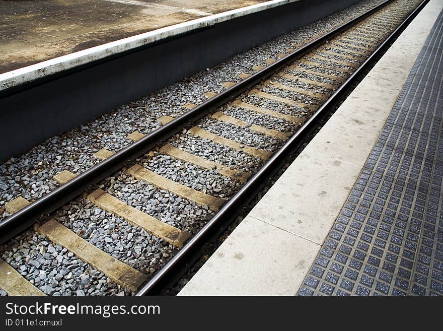 Railway in a train station