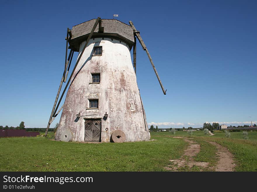 Old windmill in the summer in Estonia