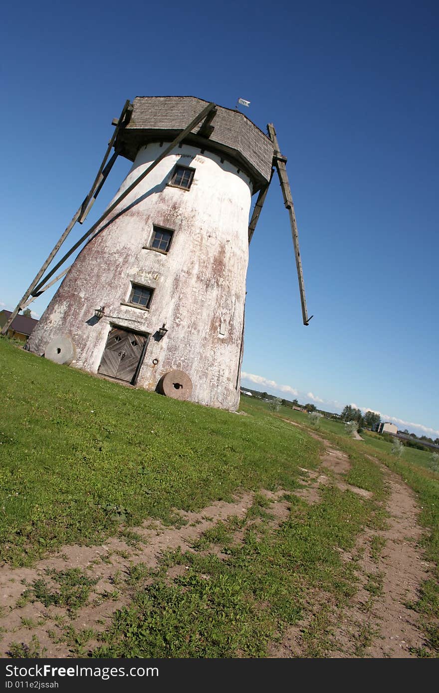 Old windmill in the summer in Estonia