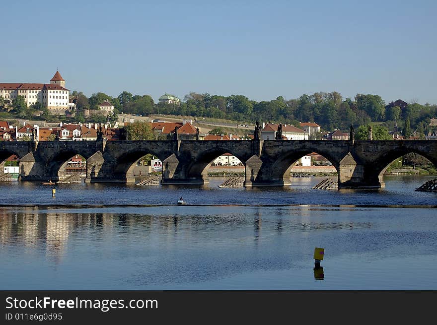 Prague bridge over the river