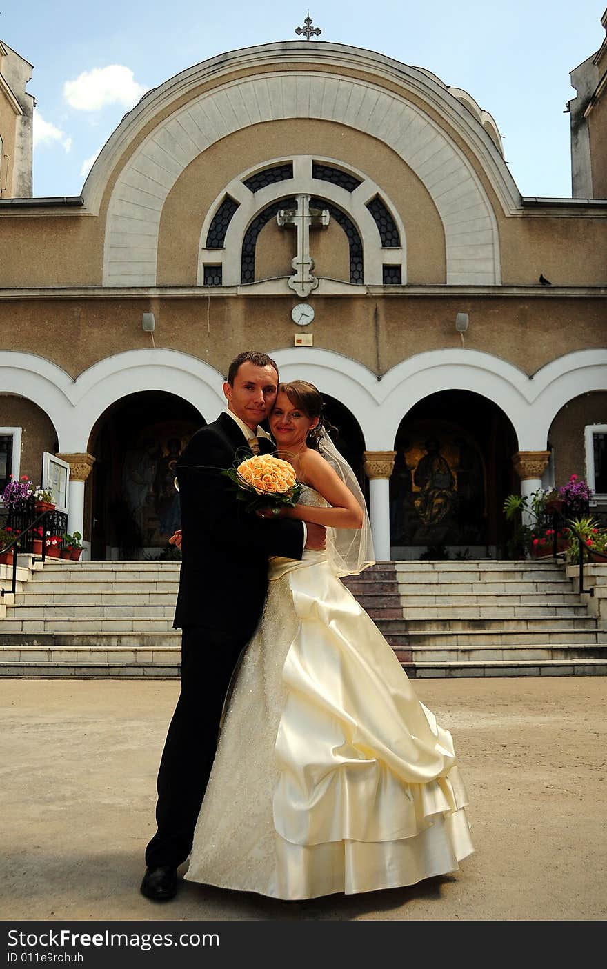 Portrait of bride and groom