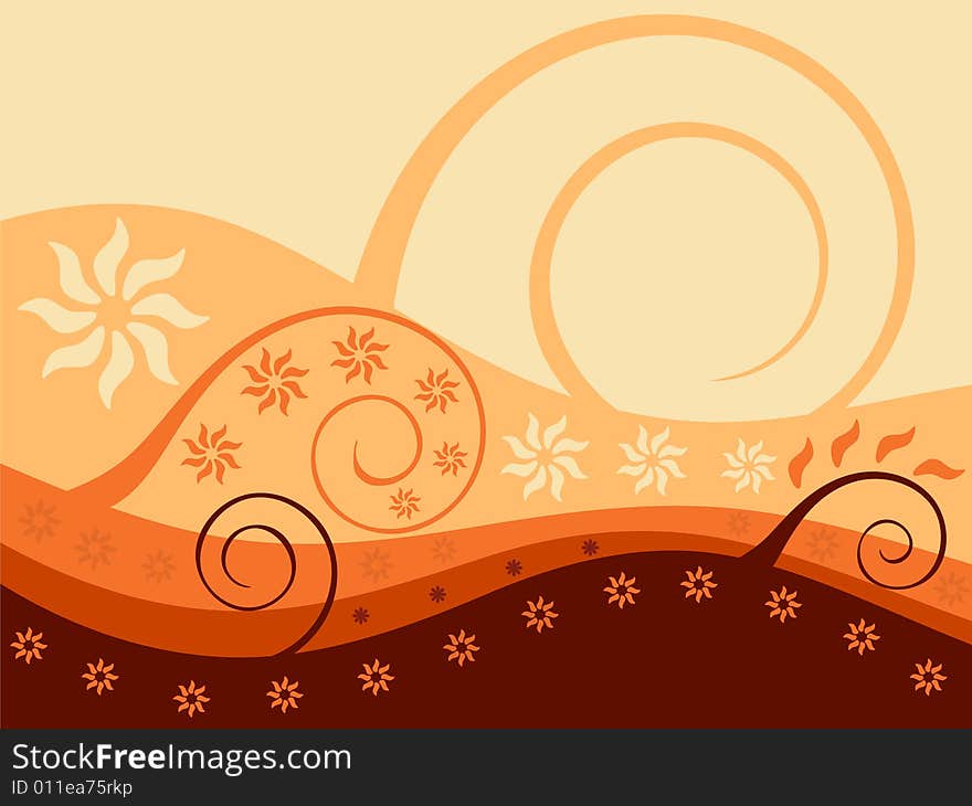 Floral background in a orange and brown tones. Floral background in a orange and brown tones