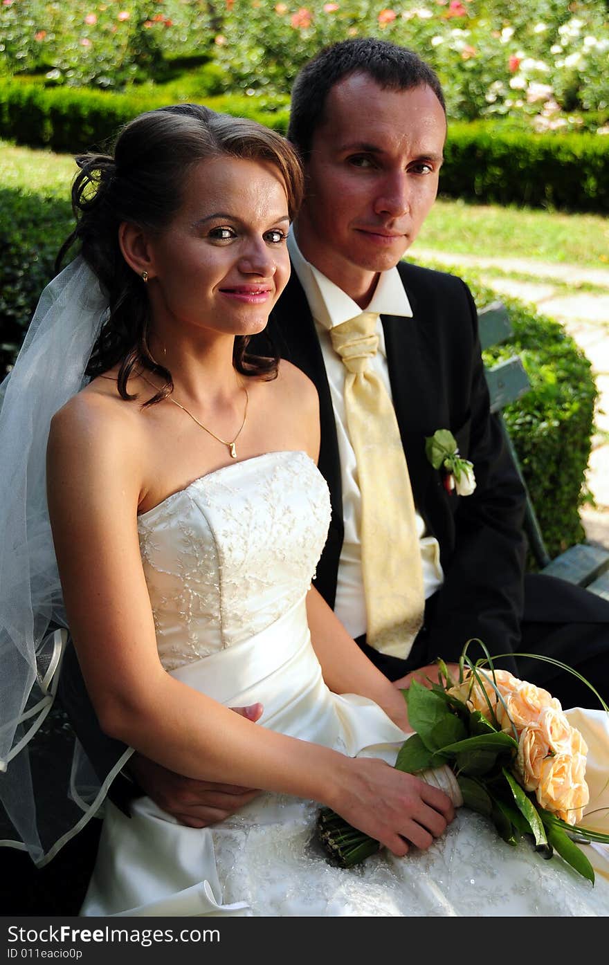 Portrait of bride and groom