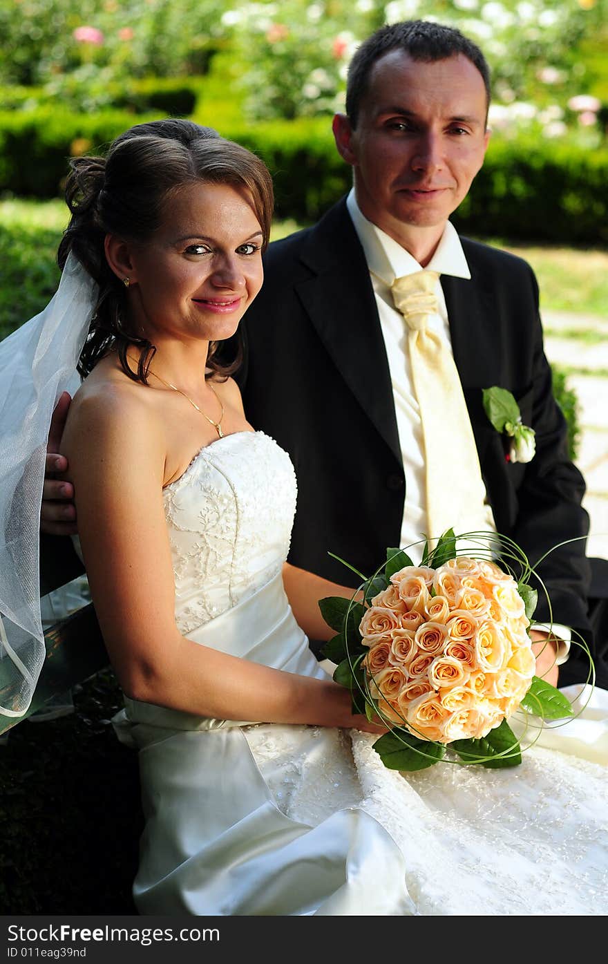 Portrait of bride and groom