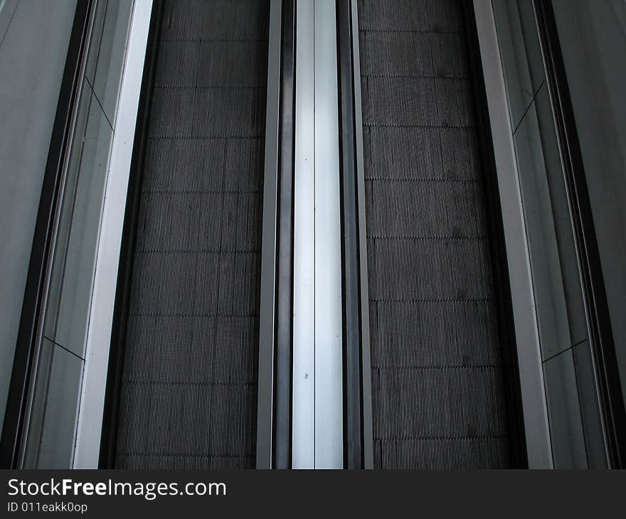 Black and grey escalator