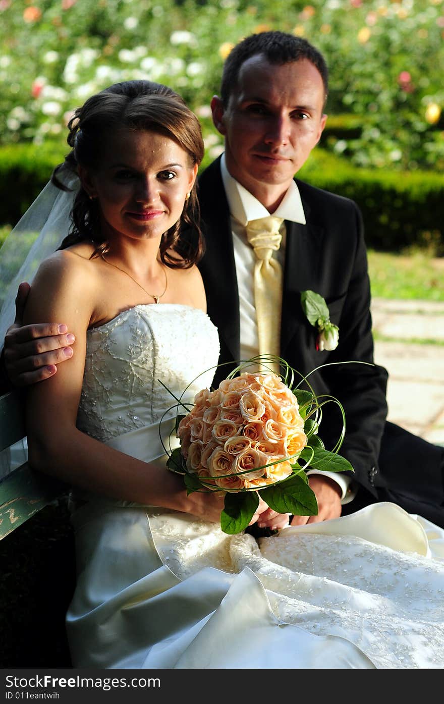 Portrait of bride and groom