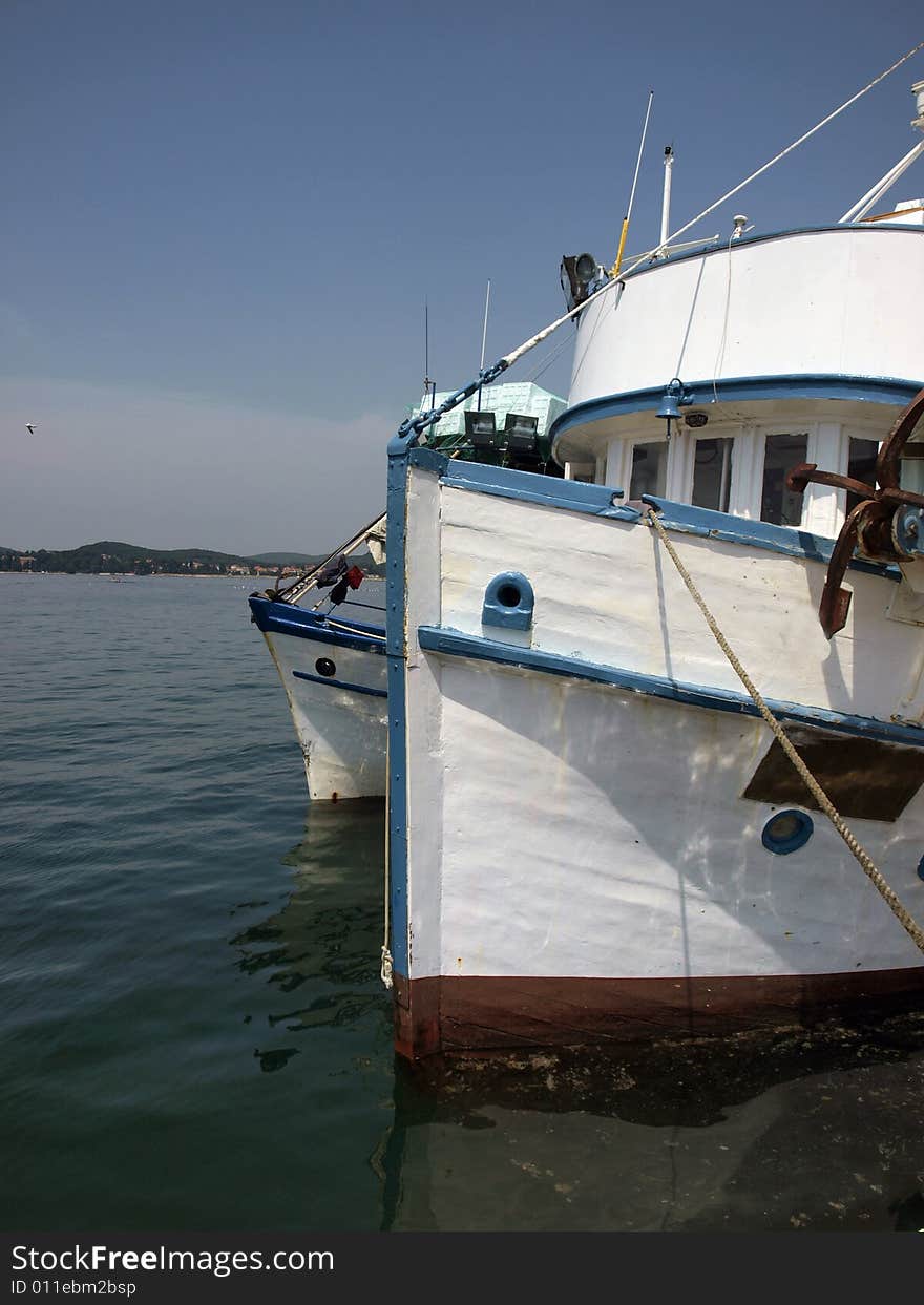 Two white ships