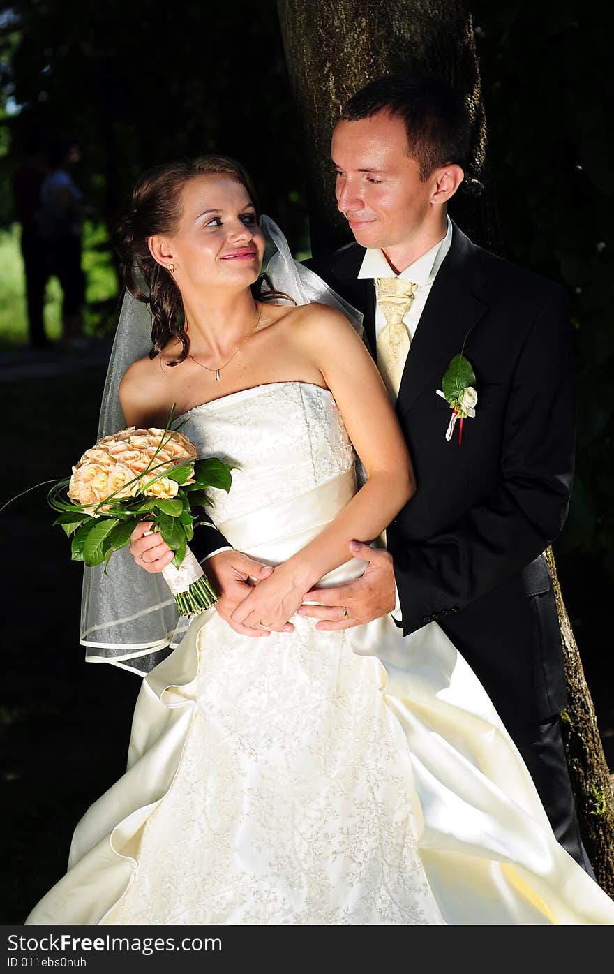 Portrait of bride and groom