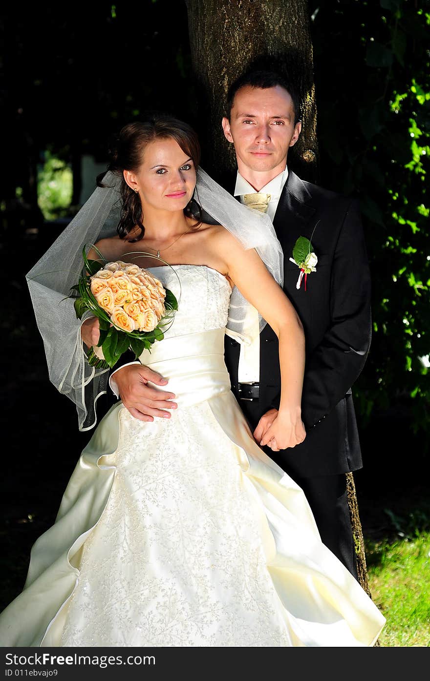 Portrait of bride and groom