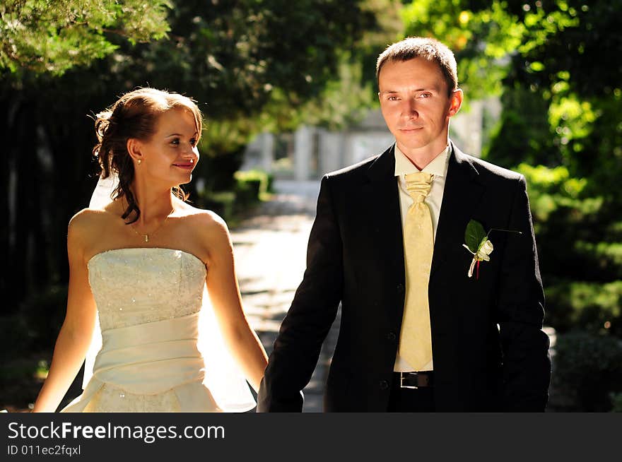 Portrait of bride and groom