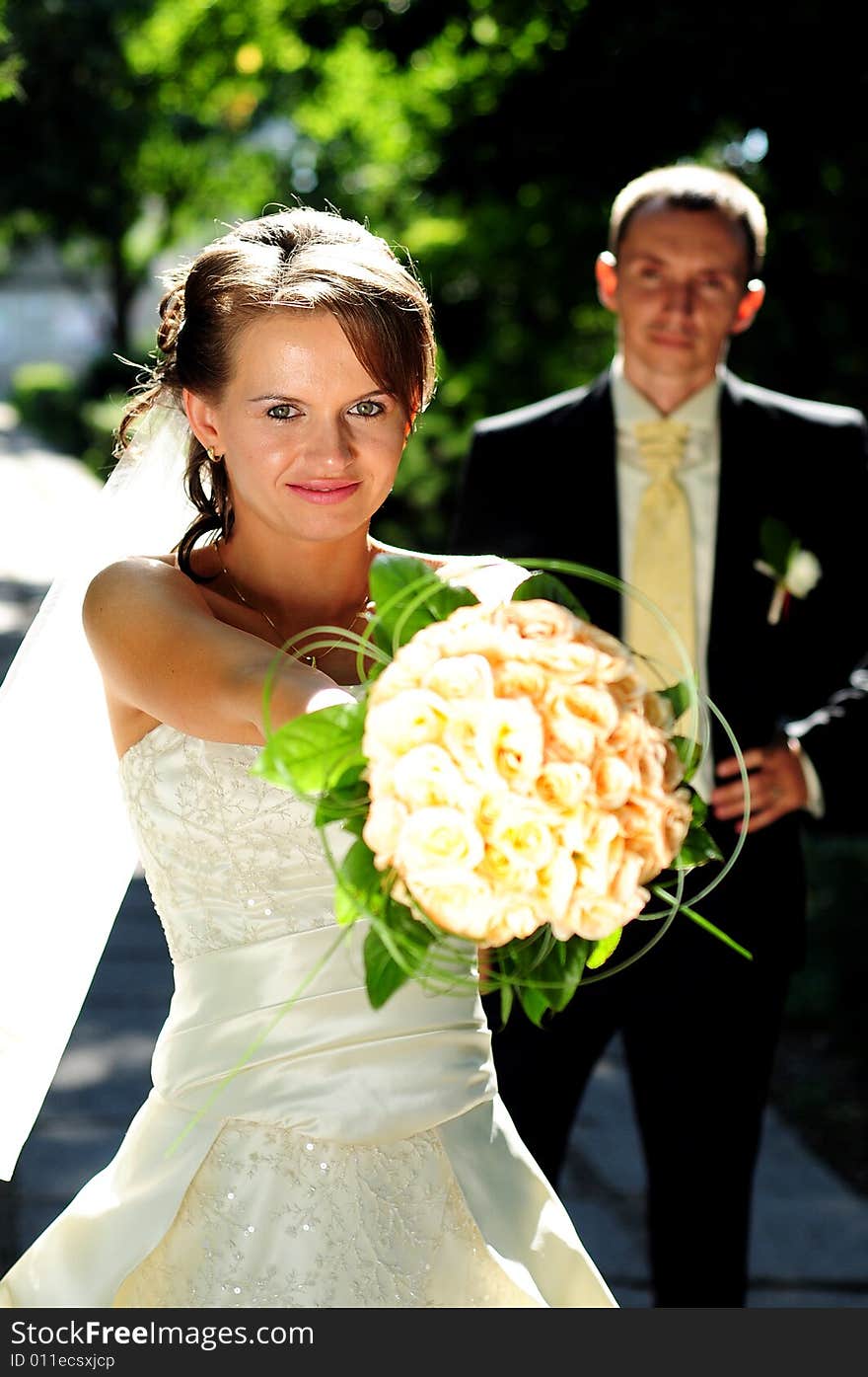 Portrait of bride and groom