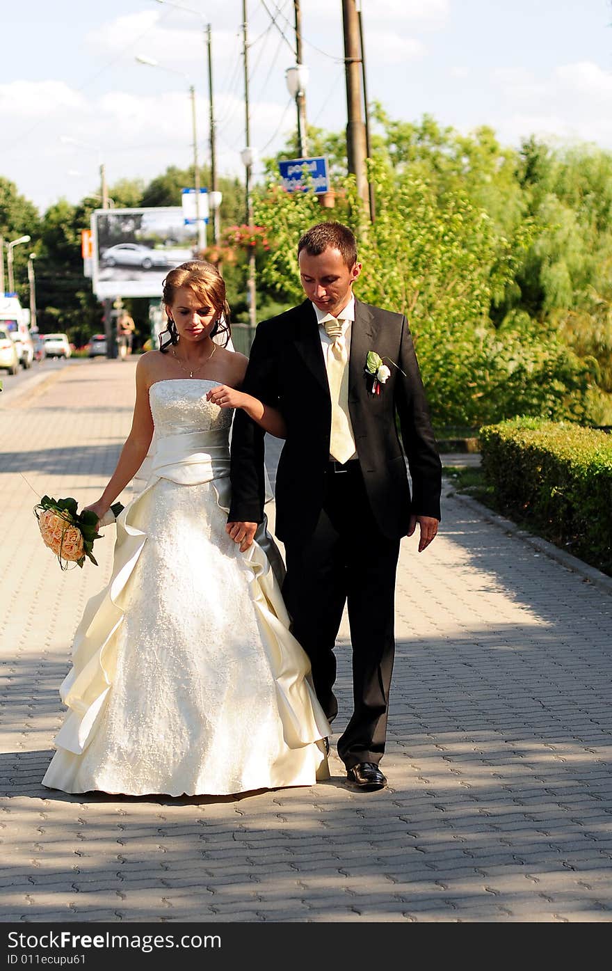 Portrait of bride and groom