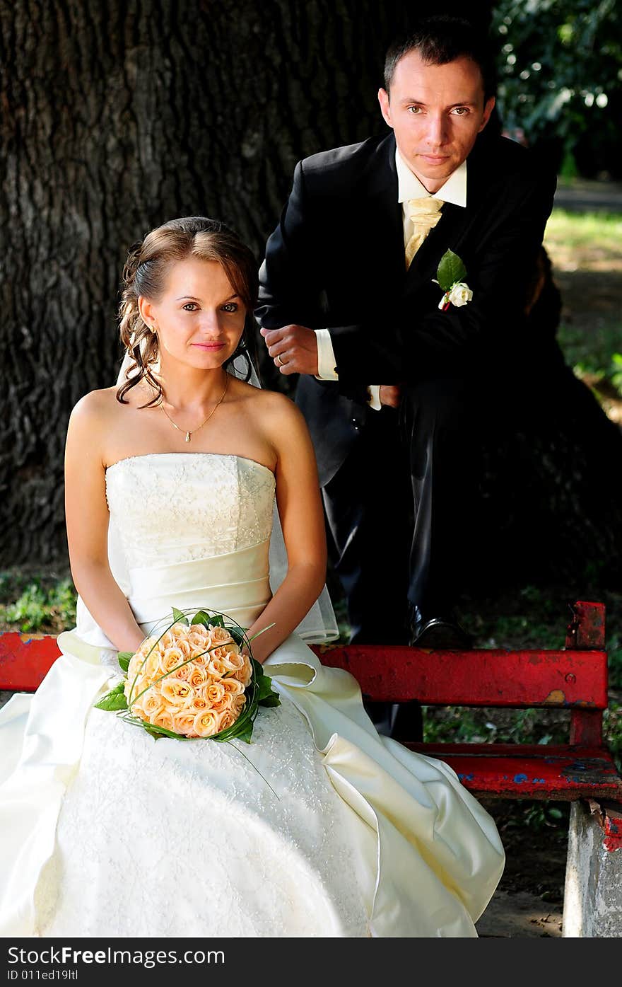 Portrait of bride and groom